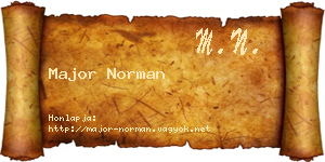 Major Norman névjegykártya